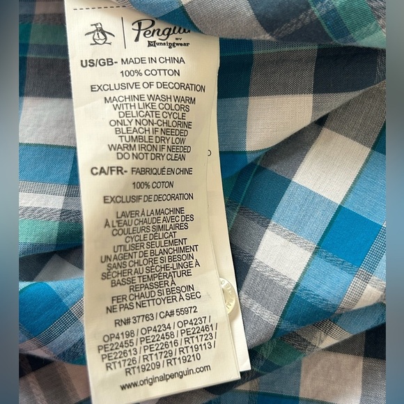 New Original Penguin Men’s XXL Button Long Sleeve 100% Cotton Shirt Lightweight - Picture 10 of 10